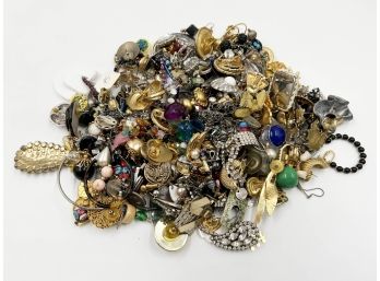 (J-63) BIG LOT OF VINTAGE COSTUME JEWELRY - Almost 3Lbs -MIXED, MISMATCHED EARRINGS, FOR CRAFTS OR REPAIRS