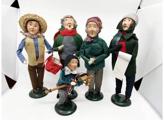 (B-24) LOT OF FIVE VINTAGE 'BYERS' CHRISTMAS CAROLERS FIGURINES & 'FRITZ' - 8'-13' TALL
