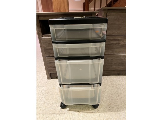 (B-2) ROLLING FOUR DRAWER PLASTIC STORAGE CART - 26' BY 14'
