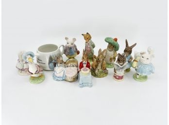(L-5) LOT OF 12 ROYAL DOULTON 'BUNNYKINS' & OTHERS PORCELAIN FIGURINES - ALL PERFECT - 3'-4'