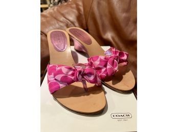 (B-3 Shoes)  - COACH PINK MONOGRAM 'HAVANA' SANDALS -  SIZE 9 - GENTLY WORN WITH BOX