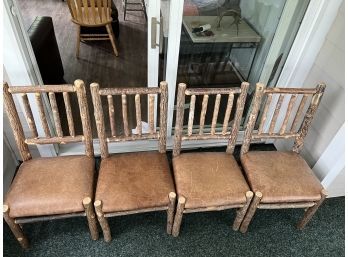 SET OF FOUR ADIRONDACK STYLE DINING CHAIRS - RUSTIC THICK BRANCH CONSTRUCTION - EXCELLENT CONDITION