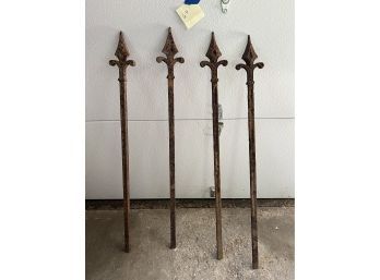 (G-4) FOUR IRON ARCHITECTURAL ARROWS / GATE PIECES- SPEAR DESIGN - 40' TALL