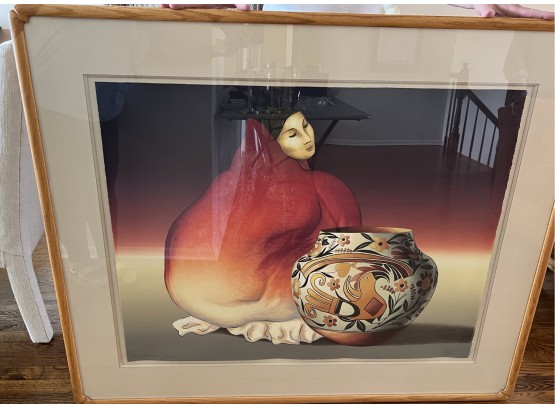 (D-8) R.C. GORMAN ORIGINAL LITHOGRAPH 'ACOMA' WITH COA, 50' BY 41' FRAMED - 197/225