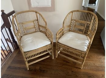 PAIR OF VINTAGE MID CENTURY BAMBOO CHAIRS C.1970'S - 38'  HIGH, 24' WIDE