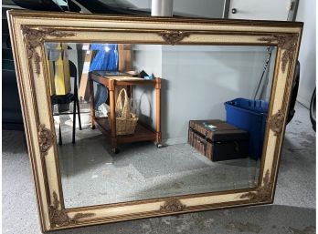(G-4) BIG VINTAGE GOLD WOOD MIRROR WITH BEVELED EDGE - 38' BY 48'