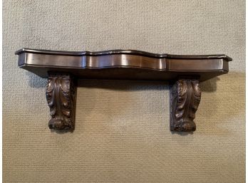 VINTAGE DARK WOOD FRENCH PROVINCIAL HANGING SHELF - APPROX. 36' LONG BY 18' DEEP