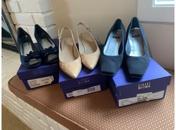 (B-47) THREE PAIR OF STUART WEITZMAN LADIES SHOES, SIZE 9 WITH BOXES