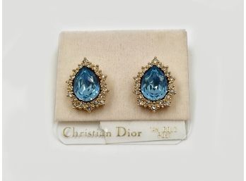 (LOT 12) VINTAGE CHRISTIAN DIOR EARRINGS W/14 KT GOLD POSTS NEVER WORN FROM BLOOMINGDALES