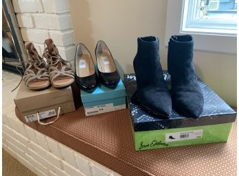 (B-48) THREE PAIR OF LADIES SHOES, SIZE 9 WITH BOXES - SAM EDELMAN, GENTLE SOLES & JILDOR