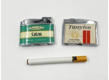 (LOT 93) LOT OF 3 VINTAGE LIGHTERS-ZENITH W/SALEM ADV, DELUXE W/TAREYTON ADV AND NO NAME-AS IS
