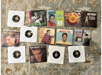 (LOT 112) LOT OF 14 'ELVIS' 45 RPM VINTAGE RECORDS-SOME WITH ORIGINAL COVERS-ALL UNTESTED