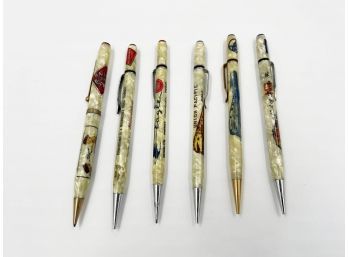 (LOT 46) LOT OF 6 PEARLIZED MECHANICAL ADVERTISING PENCILS-ALL UNTESTED