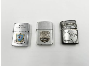 (LOT 24) LOT OF 3 VINTAGE LIGHTERS-WHEEL IS LOCKED ON ALL-ZIPPO, VULCAN & STORM KING