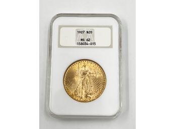 (lOT 101) LOT OF 1-1927 $20 GAUDENS GOLD COIN-DOUBLE EAGLE MS-62