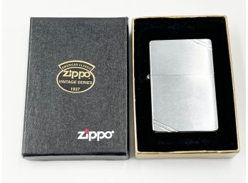 (LOT 41) VINTAGE 2001 'ZIPPO' BRUSHED FINISH CHROME LIGHTER-ORIG. BOX-NEVER USED