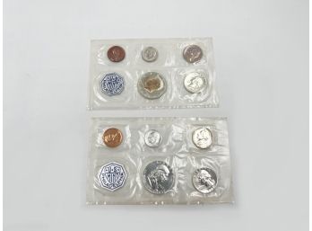 (LOT 63) LOT OF 2 US MINT 1964 PROOF COIN SETS-5 COINS IN EACH SET W/SOME SILVER-NEW IN PLASTIC