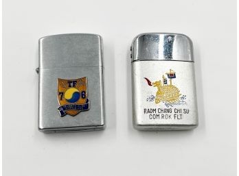 (LOT 25) LOT OF 2 VINTAGE LIGHTERS-MILITARY-REAR ADMIRALS-NOT WORKING