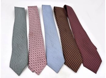 (J-16) LOT OF 5 HERMES MENS NECK TIES - SILK AND MADE IN FRANCE - MAY NEED SPOT CLEANING