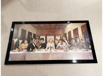 (BA-48) HOLLYWOOD LEGENDS 'LAST SUPPER' WITH MARILYN - RENATO PRINT - FRAMED 58' BY 31'