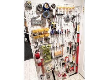 (BA-51) WALL OF HAND TOOLS - SCREWDRIVERS, PLIERS, HAMMERS, MEASURES