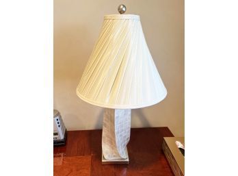 (UP-G) PAIR CONTEMPORARY IVORY COLOR TABLE LAMPS WITH SHADES - MOTHER OF PEARL- 28' HIGH