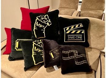 LOT OF EIGHT MOVIE THEATER THEMED ACCENT PILLOWS - 14'-18'