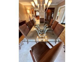 GORGEOUS Modern ITALIAN LACQUERED WOOD DINING ROOM SET W/BUFFET -TABLE W/ 8 CHAIRS & VITRINE -EXCELSIOR ITALY