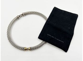 (J-3) DAVID YURMAN STERLING SILVER AND 14KT GOLD HAMPTON CABLE NECKLACE W/POLISHING CLOTH
