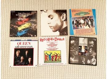 (LOT BA-80) LOT OF 6 LASER DISCS-2 PRINCE, 2 QUEEN, POLICE & RED HOT DANCE-ALL UNTESTED