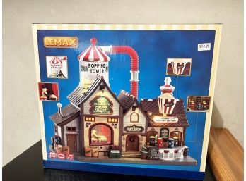 (LOT BA-19) PRE OWNED 'LEMAX' XMAS DECORATION-BELL'S GOURMET POPCORN FACTORY-IN ORIG. BOX