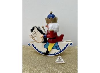 (LR-97) HAND PAINTED VINTAGE CHRISTIAN ULBRICHT, GERMANY NUTCRACKER RIDING A ROCKING HORSE - 10' BY 10'