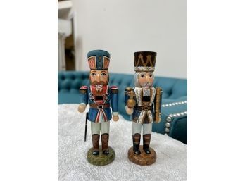 (LR-25) TWO MINIATURE SIGNED & NUMBERED KATHE WOHLFAHRT, GERMANY WOOD CHRISTMAS NUTCRACKERS - WORKING, 5.5' T