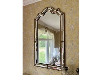 LARGE MOROCCAN INSPIRED WALL MIRROR WITH IRIDESCENT PIECE EDGE - A BEAUTY! - 44' HIGH BY 24' WIDE