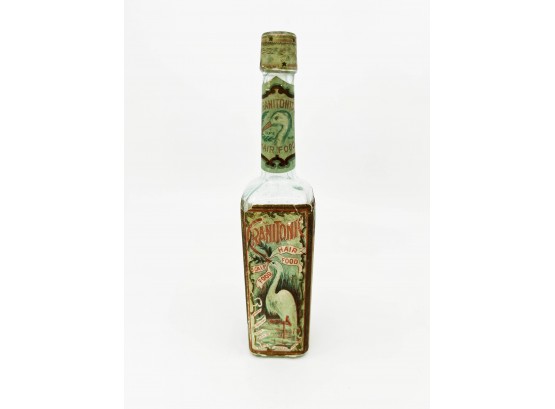 (K-45) ANTIQUE FRENCH HAIR TONIC COSMETIC BOTTLE - 'CRANITONIC SCALP & HAIR FOOD' C.1900 - 9'