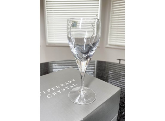 (K-33) TIPPERARY CRYSTAL, NEW IN BOX - SET OF SIX TIPPERARY, IRISH CRYSTAL WHITE WINE GLASSES - 7.5' TALL