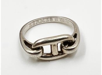 (J-22) VINTAGE 'HERMES' STERLING SILVER BUCKLE RING - 925-SIZE 5-WEIGHT 2.36 DWT