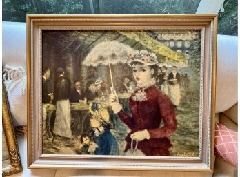 (F-21) VICTORIAN GIRL WITH UMBRELLA FRAMED PRINT BY CHERRY JEFFE HULDUH - 29' BY 24'