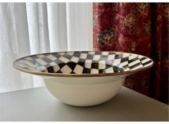 (DR-2) MACKENZIE CHILDS LARGE BLACK & WHITE COURTLY CHECK BOWL - 12'