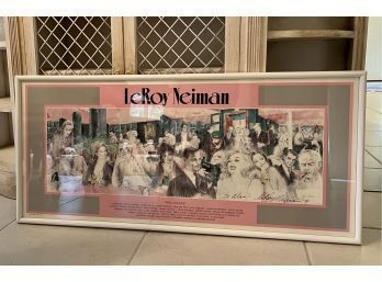 (DR-45) LEROY NEIMAN 'POLO LOUNGE' HOLLYWOOD CELEBS- HAND SIGNED LITHO - FRAMED - 29' BY 40'