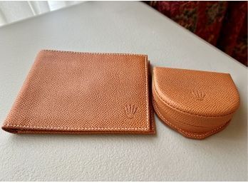 (DR-21) ROLEX LEATHER WALLET & COIN PURSE