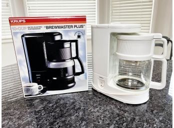 (K-34) KRUPS 10 CUP BREWMASTER PLUS COFFEE MAKER - WHITE WITH BOX - GENTLY USED