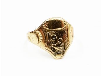 (J-18) ANTIQUE 14 KT YELLOW GOLD MENS SIGNET RING '1921'-SIZE 9-WEIGHT 2.59 DWT