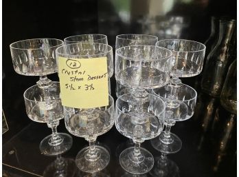 LOT OF 36 SMALL CRYSTAL STEM DESSERT GLASSES - 5.5' BY 3.5'