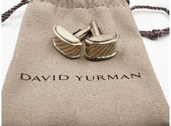 (J-40) VINTAGE 'DAVID YURMAN' STERLING SILVER AND 14KT GOLD MENS CUFFLINKS-IN DAVID YURMAN BAG