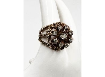(J-17) VINTAGE LADIES 14 KT GOLD AND 9 DIAMONDS COCKTAIL RING-SIZE 7 1/2-WEIGHT 8.09 DWT