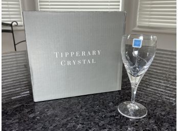 (K-32) NEW IN BOX - SET OF SIX TIPPERARY, IRISH CRYSTAL WHITE WINE GLASSES - 7.5' TALL