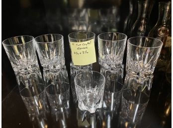 LOT OF 22 UNMARKED CUT CRYSTAL BAR GLASSES - HIGHBALL - 3.5' HIGH & 3.5' WIDE