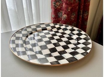 (DR-1) MACKENZIE CHILDS LARGE BLACK & WHITE COURTLY CHECK PLATTER / TRAY - 16'