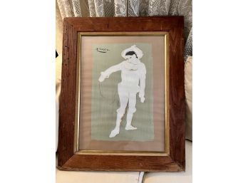 (B-19) VERY VINTAGE CIRCA 1940'S PICASSO LITHO 'WHITE CLOWN, PIERROT' - 31' BY 25'